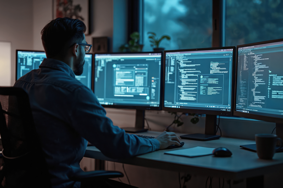 Person learning technology skills